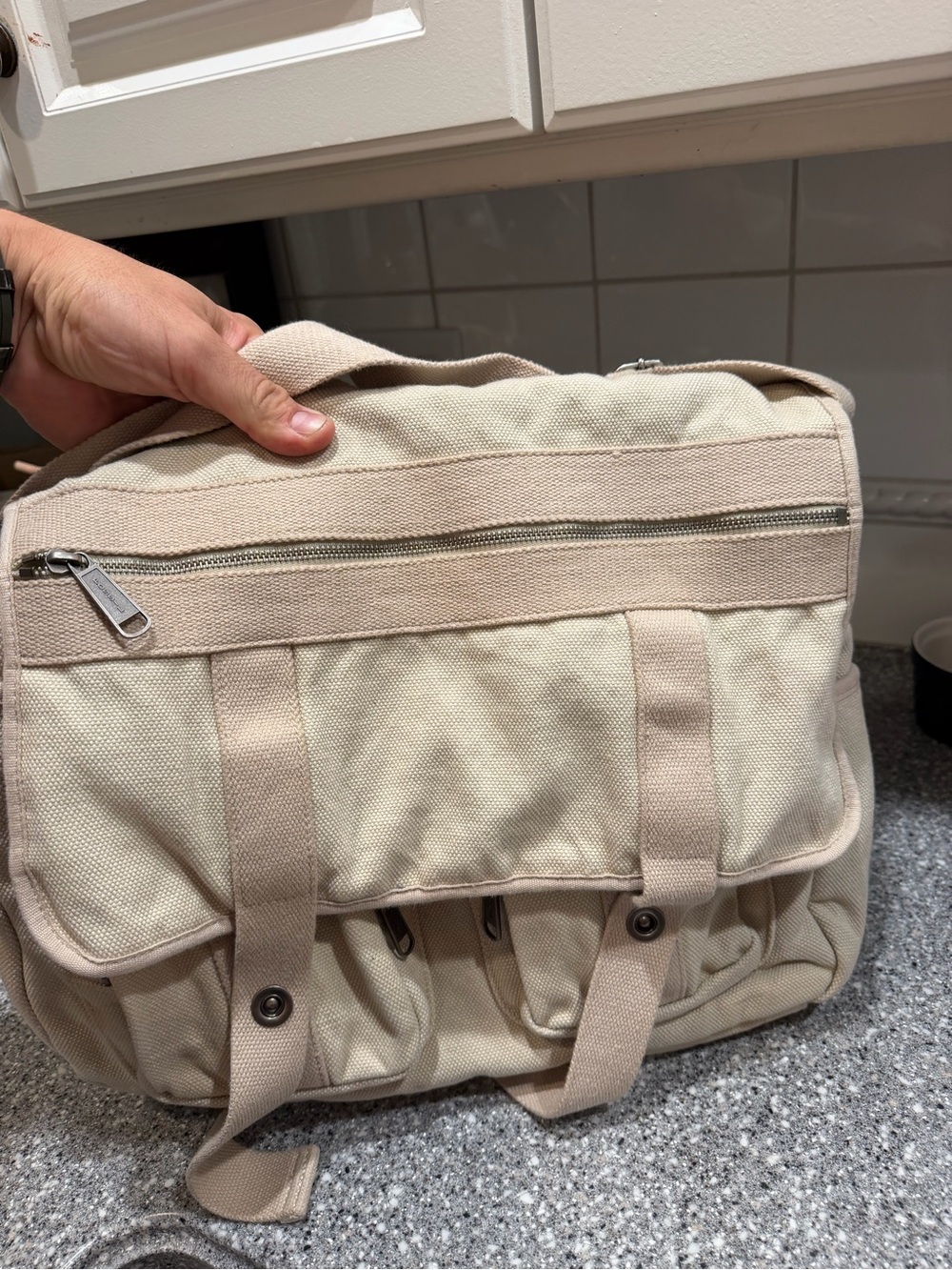 Vintage Fossil Canvas Crossbody Bag Messenger Bag Cream Y2K (Please Read)